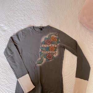 Lucky Brand Long Sleeve T-Shirt w Snake Tattoo Art size S